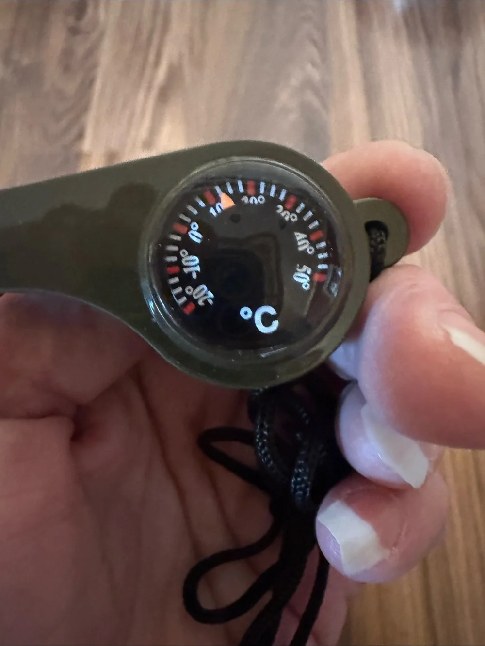 Olive Green Multi-Function Whistle with Compass - Outdoor Wearable